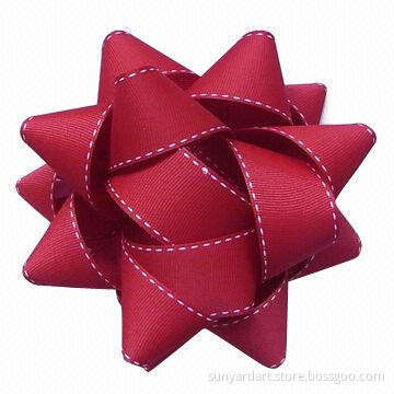 Rigid grosgrain ribbon star bow, 6 inches, with adhesive back